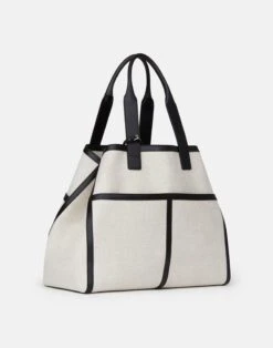 Linen-Hemp Garden L Tote -Urban Chic Wear Store a2634 hgbx black multi detail 1