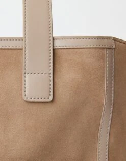Suede & Leather L Tote—Small -Urban Chic Wear Store a2739 hgbx hickory detail2