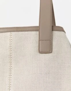 Linen-Hemp Canvas L Tote—Small -Urban Chic Wear Store a2747 hgbx taupe multi detail2