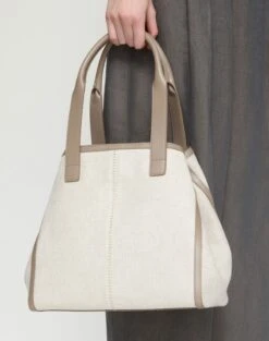 Linen-Hemp Canvas L Tote—Small -Urban Chic Wear Store a2747 hgbx taupe multi other2