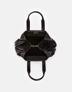 Handwoven Fringe Leather & Suede L Tote—Large -Urban Chic Wear Store a2791 hgbx black detail