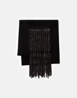 Wool-Cashmere & Macramé Leather Pocket Shawl