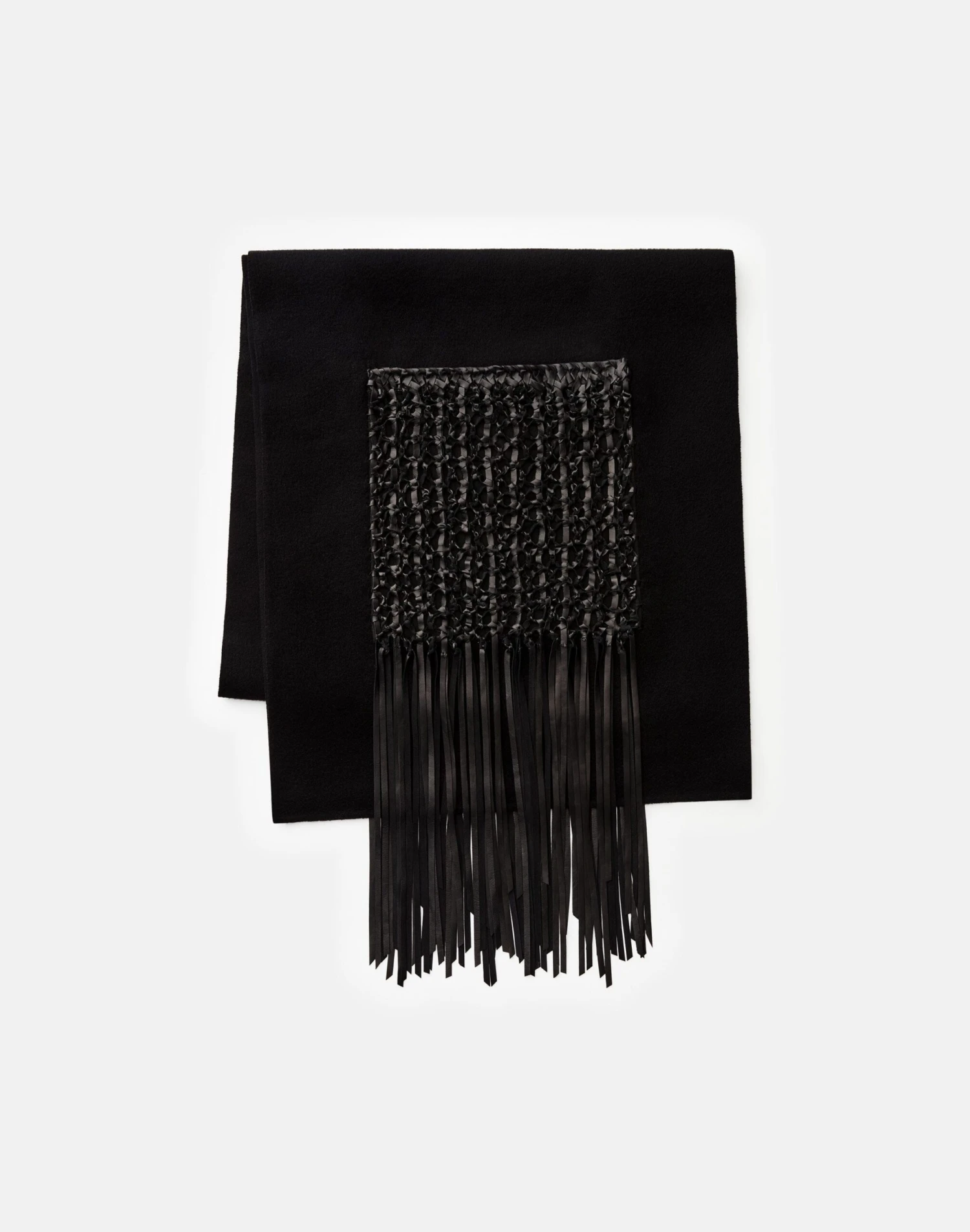 Wool-Cashmere & Macramé Leather Pocket Shawl 3 Wool-Cashmere & Macramé Leather Pocket Shawl