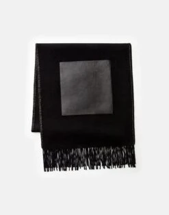 Wool-Cashmere & Leather Pocket Shawl