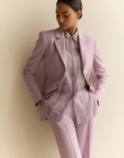 Washed Glaze Print Silk Crépon Button Blouse -Urban Chic Wear Store mbae3r 2c88 lavender tint multi elevated priority hover