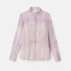 Washed Glaze Print Silk Crépon Button Blouse -Urban Chic Wear Store mbae3r 2c88 lavender tint multi flat