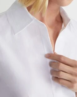 Stretch Cotton Straight Shirt -Urban Chic Wear Store mbcs7r 0231 white detail