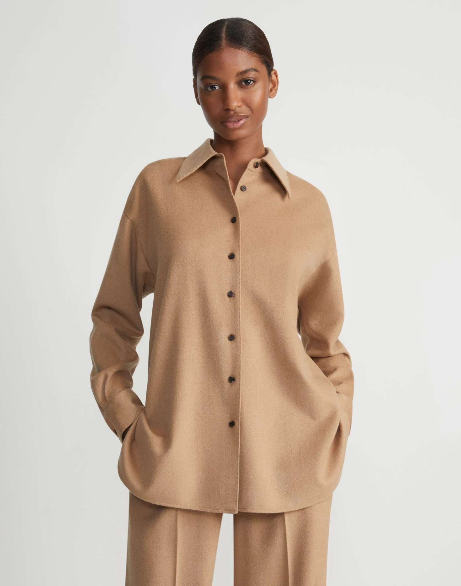 Camel Hair Drop Shoulder Shirt Jacket 4 Camel Hair Drop Shoulder Shirt Jacket - Image 2
