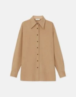 Camel Hair Drop Shoulder Shirt Jacket