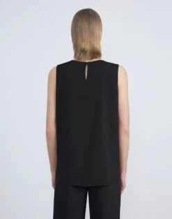 Silk Crepe De Chine Sleeveless Blouse -Urban Chic Wear Store mbdf5r 5553 black back