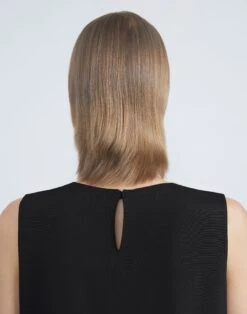 Silk Crepe De Chine Sleeveless Blouse -Urban Chic Wear Store mbdf5r 5553 black detail