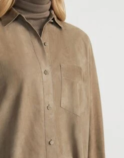 Paperfine Suede Oversized Shirt -Urban Chic Wear Store mbdy1r l926 concrete detail