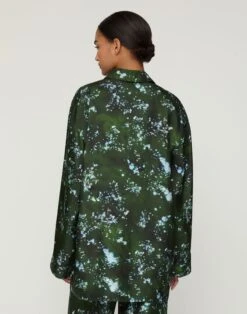 Splattered Glaze Print Silk Twill Oversized Blouse -Urban Chic Wear Store mbdy1z 2c91 moss multi back