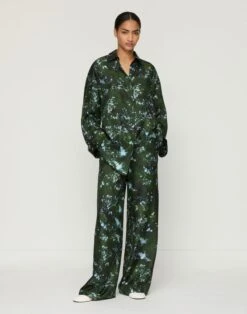 Splattered Glaze Print Silk Twill Oversized Blouse -Urban Chic Wear Store mbdy1z 2c91 moss multi full