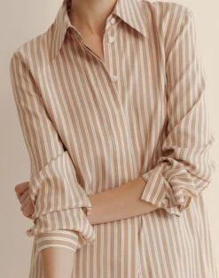 Striped Silk French Cuff Blouse -Urban Chic Wear Store mbeg4r 2d02 camel multi elevated hover