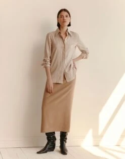 Striped Silk French Cuff Blouse -Urban Chic Wear Store mbeg4r 2d02 camel multi elevated priority
