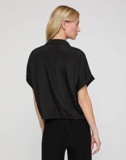 Organic Silk Stretch Georgette Zip Front Blouse -Urban Chic Wear Store mbfd8r 1u40 black back