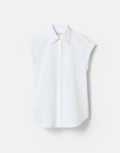 Organic Cotton Poplin Cap Sleeve Fitted Shirt