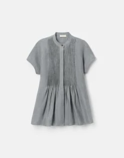 Organic Linen Pintuck Bib Blouse