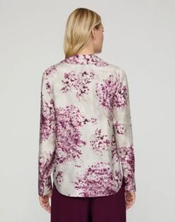 Spotted Glaze Print Silk Twill Collared Blouse -Urban Chic Wear Store mbfg6r 2c87 violet ash multi back