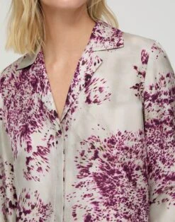 Spotted Glaze Print Silk Twill Collared Blouse -Urban Chic Wear Store mbfg6r 2c87 violet ash multi detail