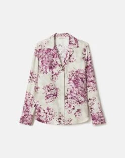 Spotted Glaze Print Silk Twill Collared Blouse