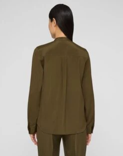 Organic Silk Stretch Georgette V-Neck Blouse -Urban Chic Wear Store mbfg7r 1u40 forage green back