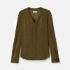 Organic Silk Stretch Georgette V-Neck Blouse 2 Organic Silk Stretch Georgette V-Neck Blouse -Urban Chic Wear Store mbfg7r 1u40 forage green flat