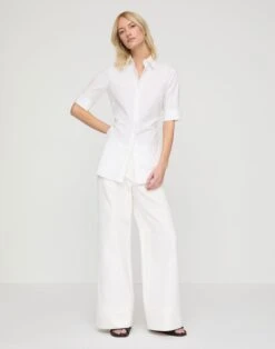 Stretch Cotton Tie Back Sagaponack Shirt -Urban Chic Wear Store mbfh6r 0231 white full