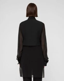 Silk Georgette Convertible Tuxedo Tunic & Vest -Urban Chic Wear Store mbfj3r 6884 black back