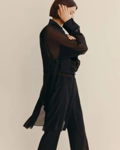 Silk Georgette Convertible Tuxedo Tunic & Vest -Urban Chic Wear Store mbfj3r 6884 black elevated priority