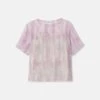 Washed Glaze Print Silk Crépon Short Sleeve Blouse -Urban Chic Wear Store mbfj7r 2c88 lavender tint multi flat