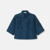 Hand Cutout Organic Cotton Poplin Cropped Shirt -Urban Chic Wear Store mbfj8e 1r48 lido blue flat