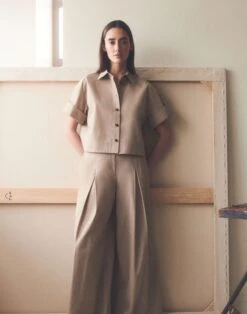 Organic Cotton Poplin Cropped Shirt -Urban Chic Wear Store mbfj8r 1r48 clay elevated