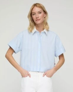 Striped Cotton Montauk Cropped Shirt -Urban Chic Wear Store mbfj8r 2c58 oxford blue multi default