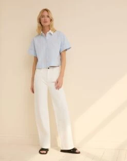 Striped Cotton Montauk Cropped Shirt -Urban Chic Wear Store mbfj8r 2c58 oxford blue multi elevated