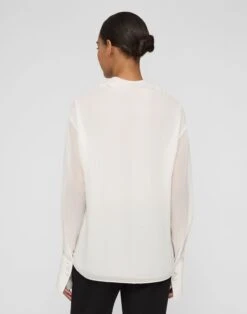 Silk Georgette Ruffled Tuxedo Blouse -Urban Chic Wear Store mbfl2r 6884 cloud back