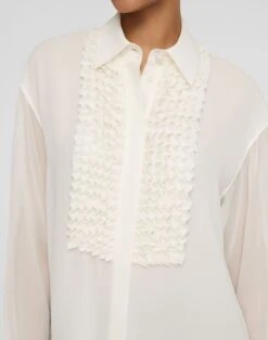 Silk Georgette Ruffled Tuxedo Blouse -Urban Chic Wear Store mbfl2r 6884 cloud detail