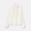 Silk Georgette Ruffled Tuxedo Blouse 2 Silk Georgette Ruffled Tuxedo Blouse -Urban Chic Wear Store mbfl2r 6884 cloud flat
