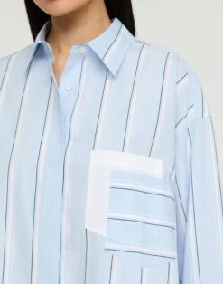 Striped Cotton Oversized Amagansett Shirt -Urban Chic Wear Store mbfl5r 2c65 oxford blue multi detail