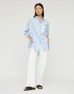 Striped Cotton Oversized Amagansett Shirt -Urban Chic Wear Store mbfl5r 2c65 oxford blue multi full