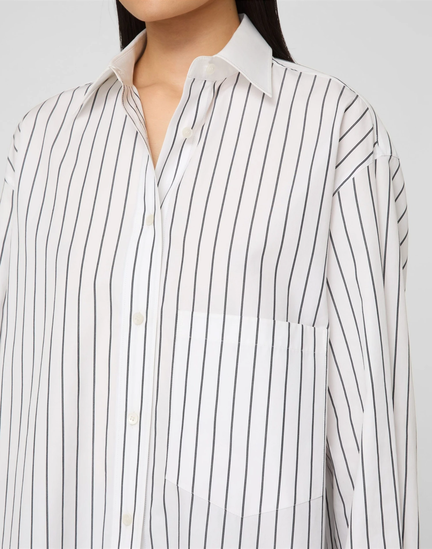 Striped Cotton Poplin Collared Oversized Shirt 5 Striped Cotton Poplin Collared Oversized Shirt - Image 3