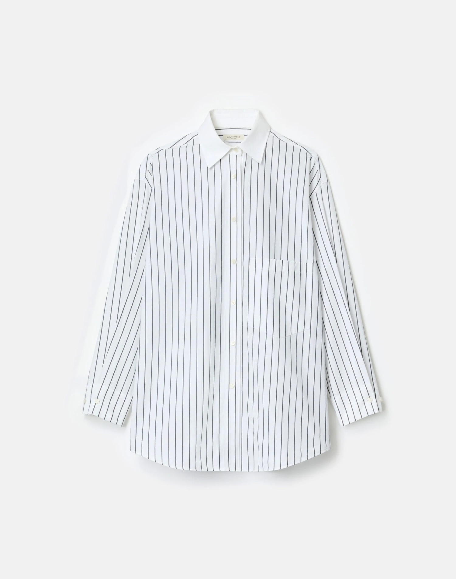 Striped Cotton Poplin Collared Oversized Shirt 3 Striped Cotton Poplin Collared Oversized Shirt