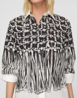 Trompe L'Oeil Print Cotton Oversized Shirt -Urban Chic Wear Store mbfl6v 2d19 black multi detail