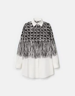 Trompe L'Oeil Print Cotton Oversized Shirt