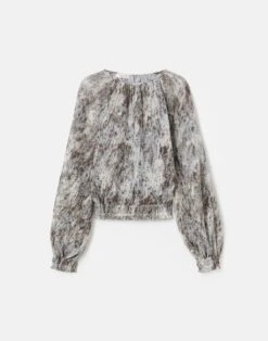 Speckled Glaze Print Georgette Gathered Blouse