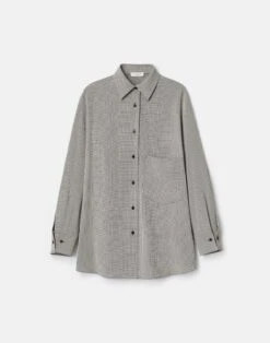Fluid Houndstooth Jacquard Oversized Shirt