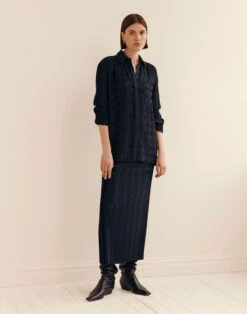 Recycled Satin Basketweave Plissé Blouse -Urban Chic Wear Store mbfm9r 1r84 ink elevated