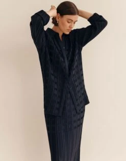 Recycled Satin Basketweave Plissé Blouse -Urban Chic Wear Store mbfm9r 1r84 ink elevated priority hover