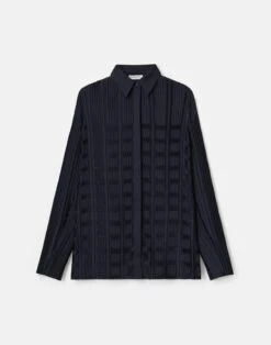 Recycled Satin Basketweave Plissé Blouse